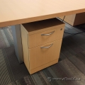 Beech 2 Drawer Under Desk Pedestal File Cabinet, Locking